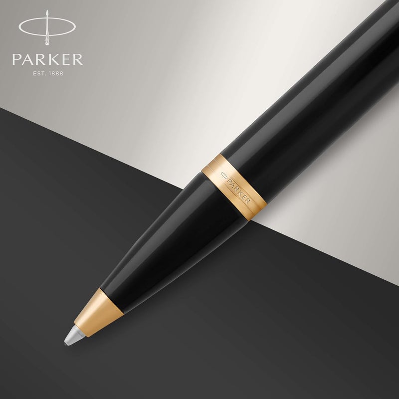 باركر PARKER IM Ballpoint Pen | Black Lacquer with Gold Trim | Medium Point Ink Refill| Gift Box| 8365 - Image 4